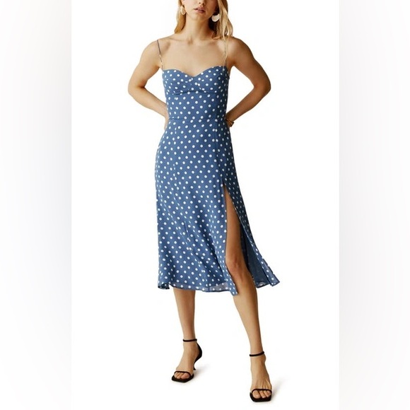 Reformation Juliette Dress Lazuli Polka Dot - Picture 2 of 6